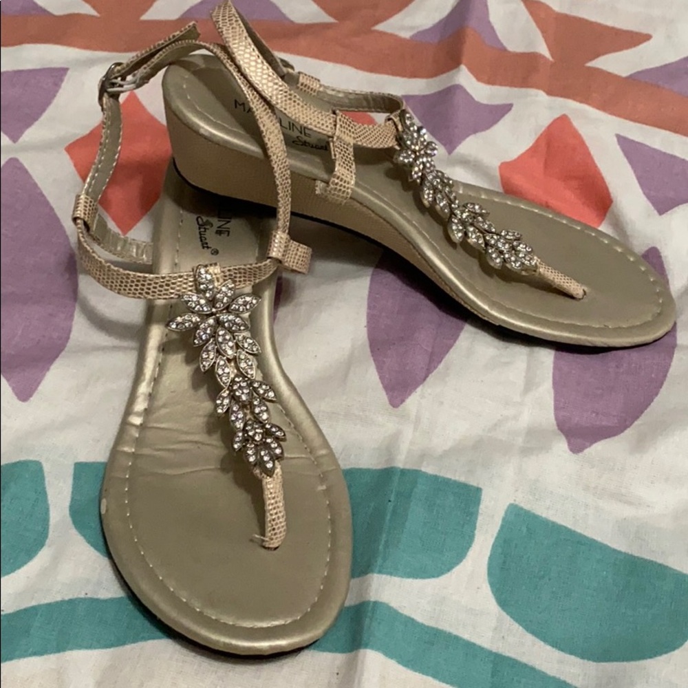 Madeline Stuart Embellished Wedge Sandal Sz 8